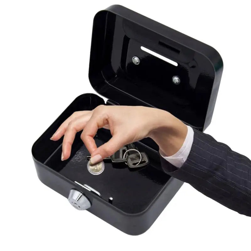 Load image into Gallery viewer, Portable Small Lock Box Security Safe Lock Boxes Mini Metal Cash Box Money Bank Metal Coin Bank Security Box Sturdy Cash Box
