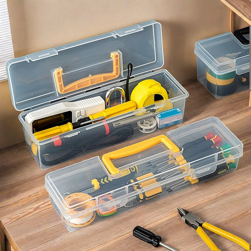 Load image into Gallery viewer, Transparent Handheld Toolbox Portable Large Capacity Thickened Plastic Hardware Tool Storage Box With Handle Tool Organizer Box
