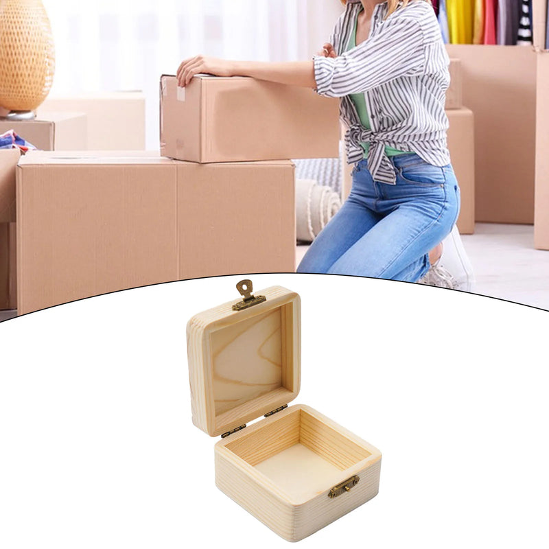 Load image into Gallery viewer, Wooden Storage Box Plain Wood With Lid Multifunction Square Hinged Crafts Gifts Boxes For Home Supply Storages Decoration
