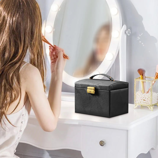 Jewelry Box for Women 3 Layers Large Jewelry Organizer with velvet Travel Jewelry Storage Organizer for Earring Ring Necklace