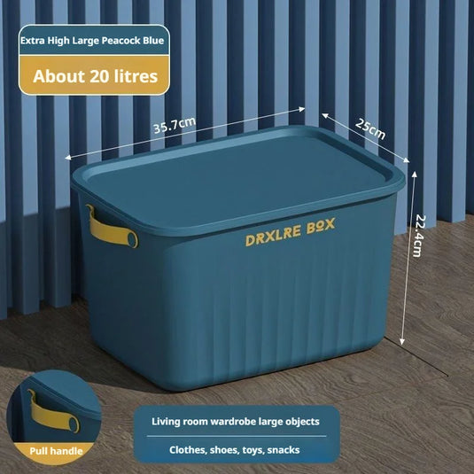 Toy Storage Box with Lid Desktop Plastic Snacks Cosmetics Organizer Basket Dormitory Wardrobe Sundry Pants Clothes Storage Box