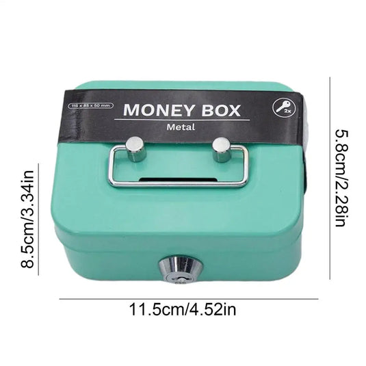 Portable Small Lock Box Security Safe Lock Boxes Mini Metal Cash Box Money Bank Metal Coin Bank Security Box Sturdy Cash Box