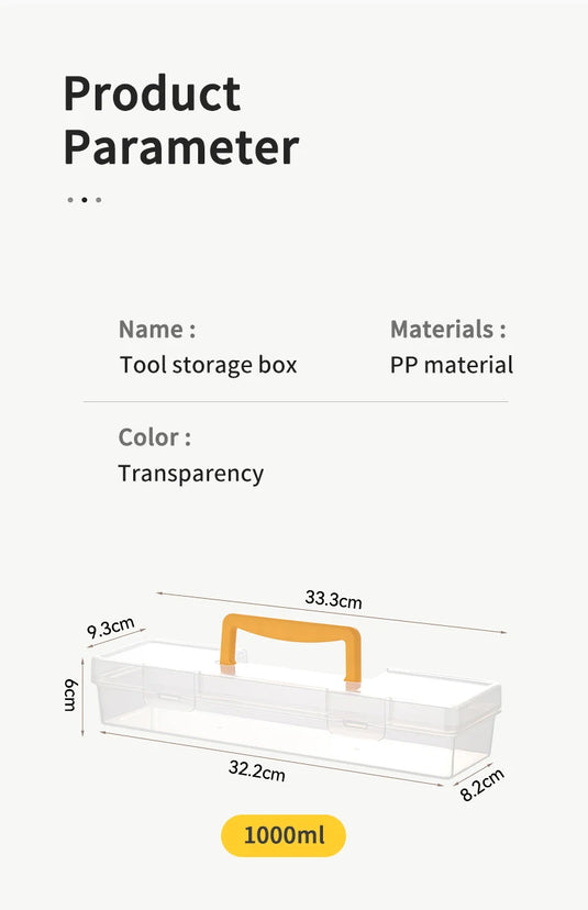 Transparent Handheld Toolbox Portable Large Capacity Thickened Plastic Hardware Tool Storage Box With Handle Tool Organizer Box