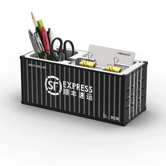 Miniature Realistic Shipping Container Model Simple Multifunctional Office Desktop Pen Holder Storage Box Home Decor Craft