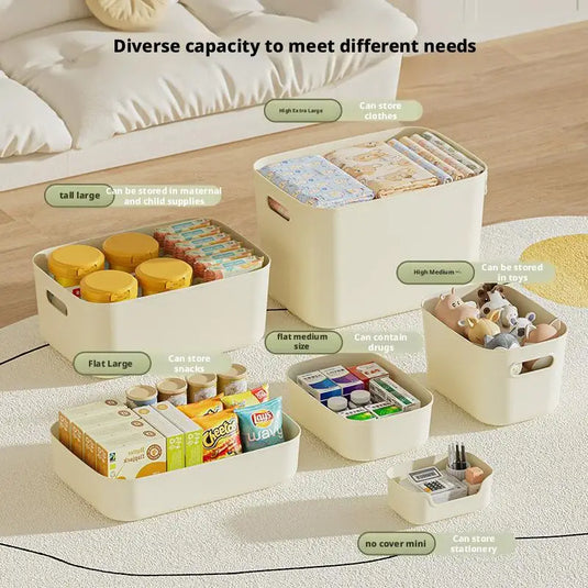 Toy Storage Box with Lid Desktop Plastic Snacks Cosmetics Organizer Basket Dormitory Wardrobe Sundry Pants Clothes Storage Box