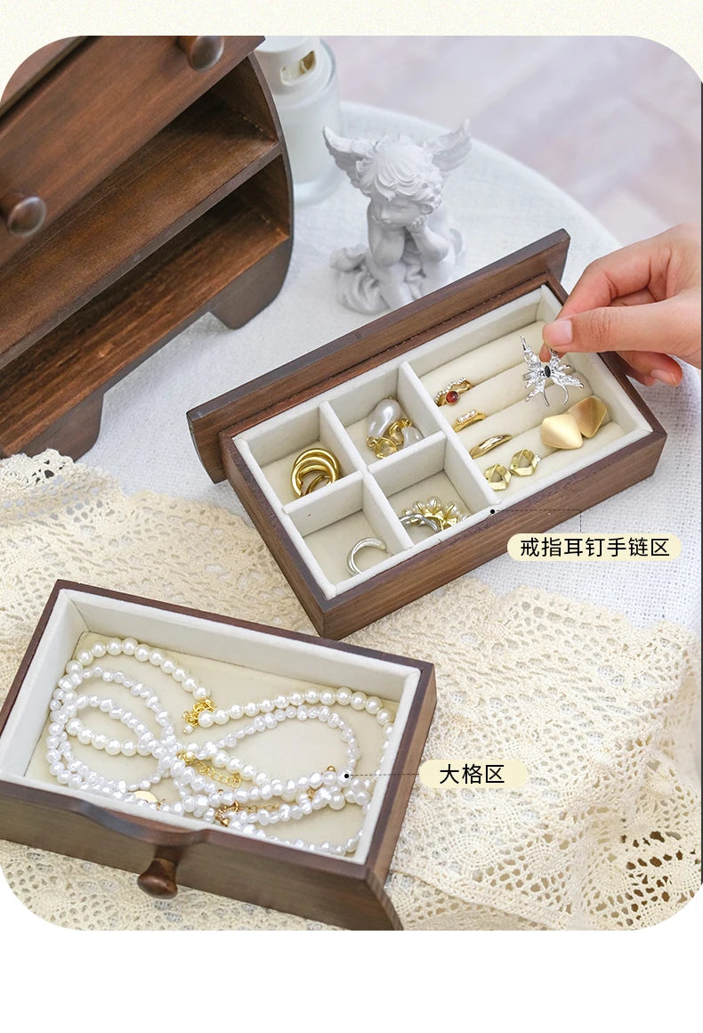 Load image into Gallery viewer, Elegant Wooden Jewelry Box for Rings Necklaces &amp; Earrings High-End Gift for Weddings Housewarmings - Storage Organizer

