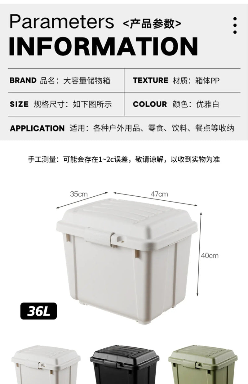 Load image into Gallery viewer, Industrial Storage Box Large Capacity Organizer Box Durable Camping Container with Wheels Heavy-Duty Storage Case Off-White
