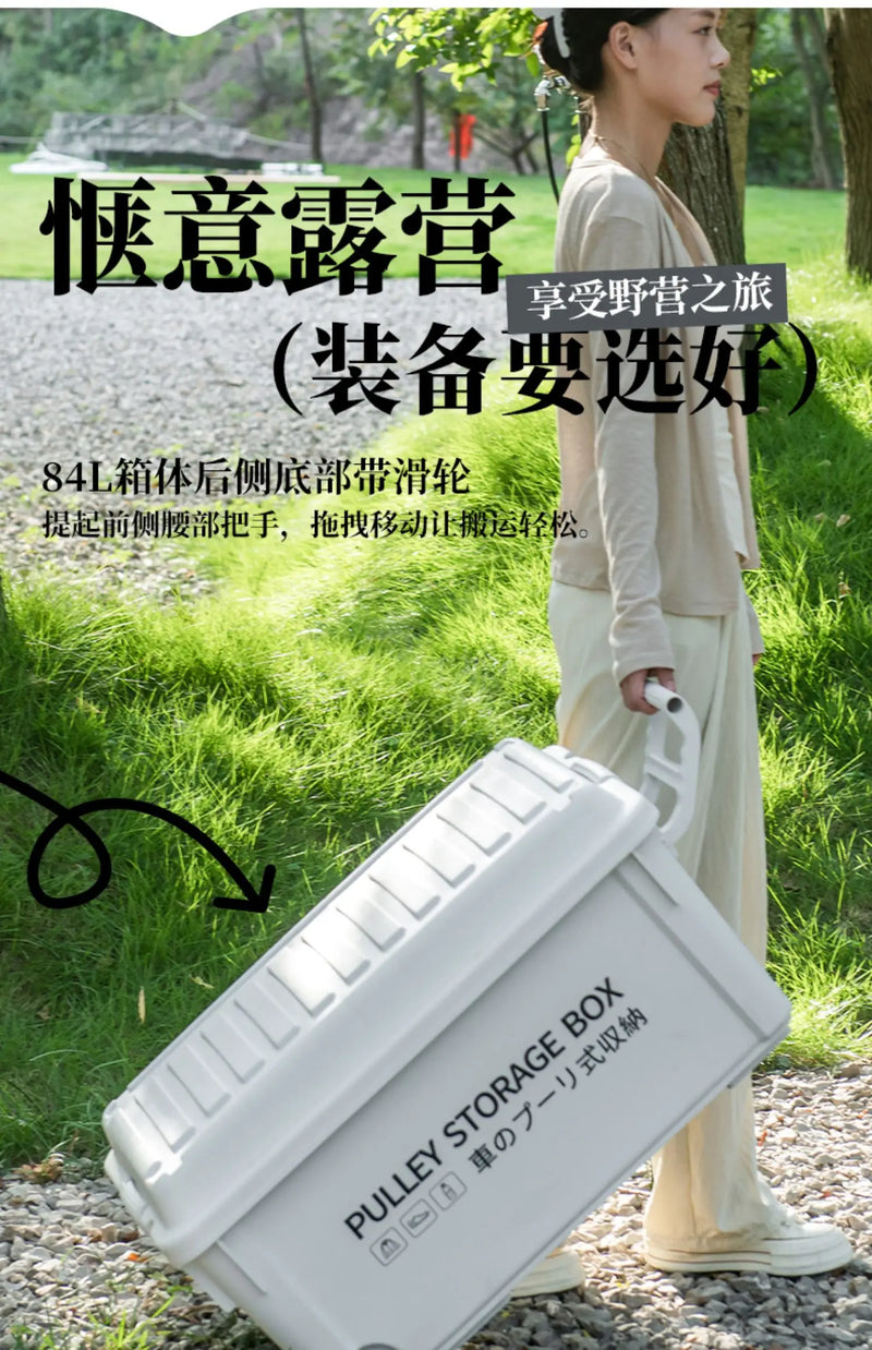 Load image into Gallery viewer, Industrial Storage Box Large Capacity Organizer Box Durable Camping Container with Wheels Heavy-Duty Storage Case Off-White
