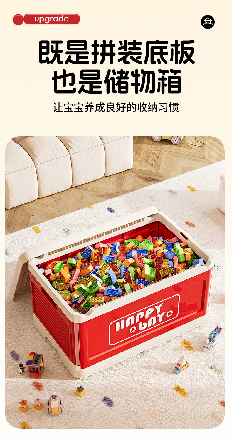 Load image into Gallery viewer, Foldable Toys Storage Box Building Block Organizer Box with Lid Movable Trolley Large Stackable Clothes Snack Storage Boxes
