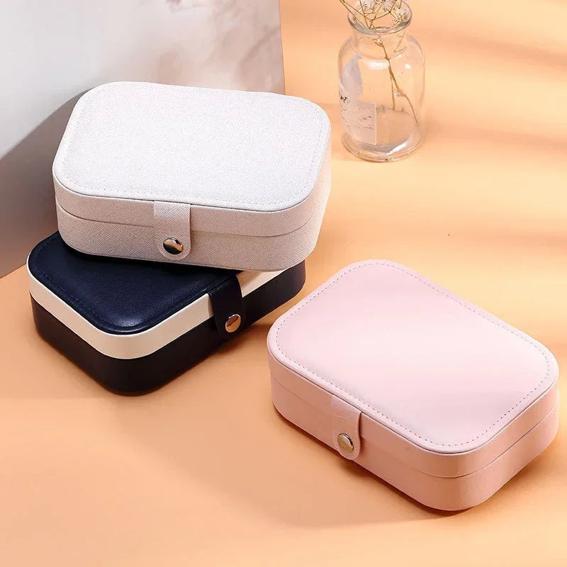 Load image into Gallery viewer, Portable Jewelry Box Jewelry Organizer Display Travel Jewelry Case Boxes Button Leather Storage Zipper Jewelers Joyero
