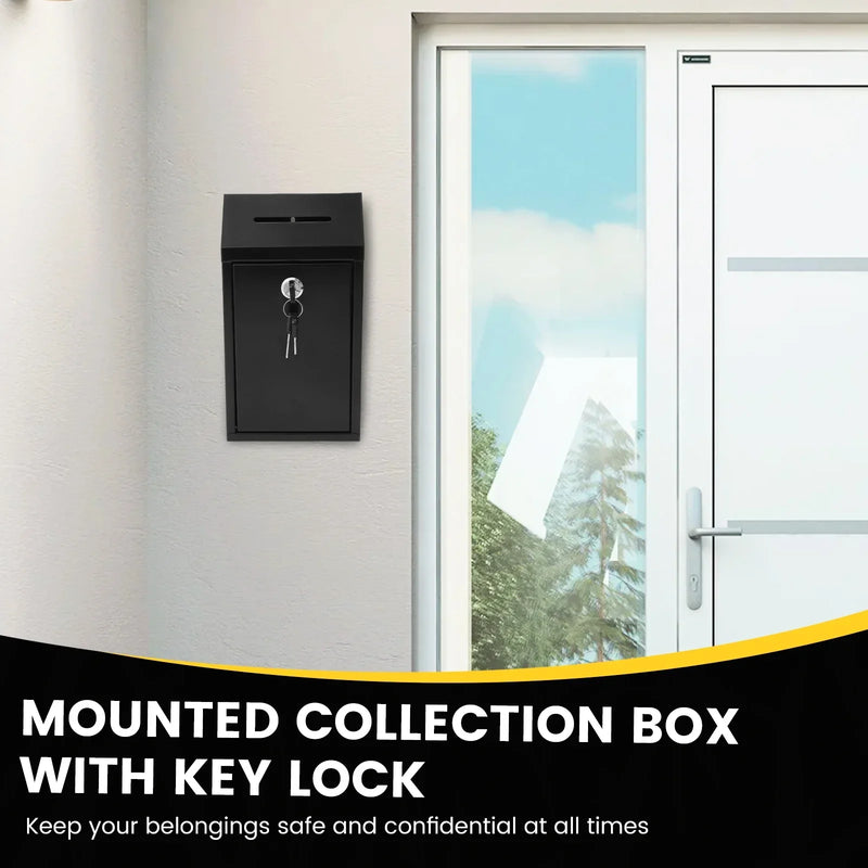 Load image into Gallery viewer, Wall Mounted Mail Box Metal Donation Box with Practical Slot Lock and Key Safe Reliable Cash Drop Box for Home Office Outdoor
