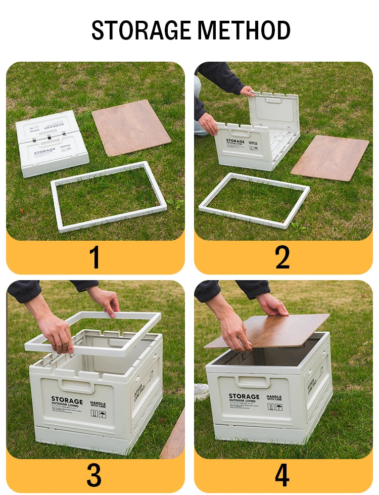 Load image into Gallery viewer, Outdoor Storage Box Camping Folding Box Camping Organizer Car Trunk Wooden Lid Industrial Air Storage Box
