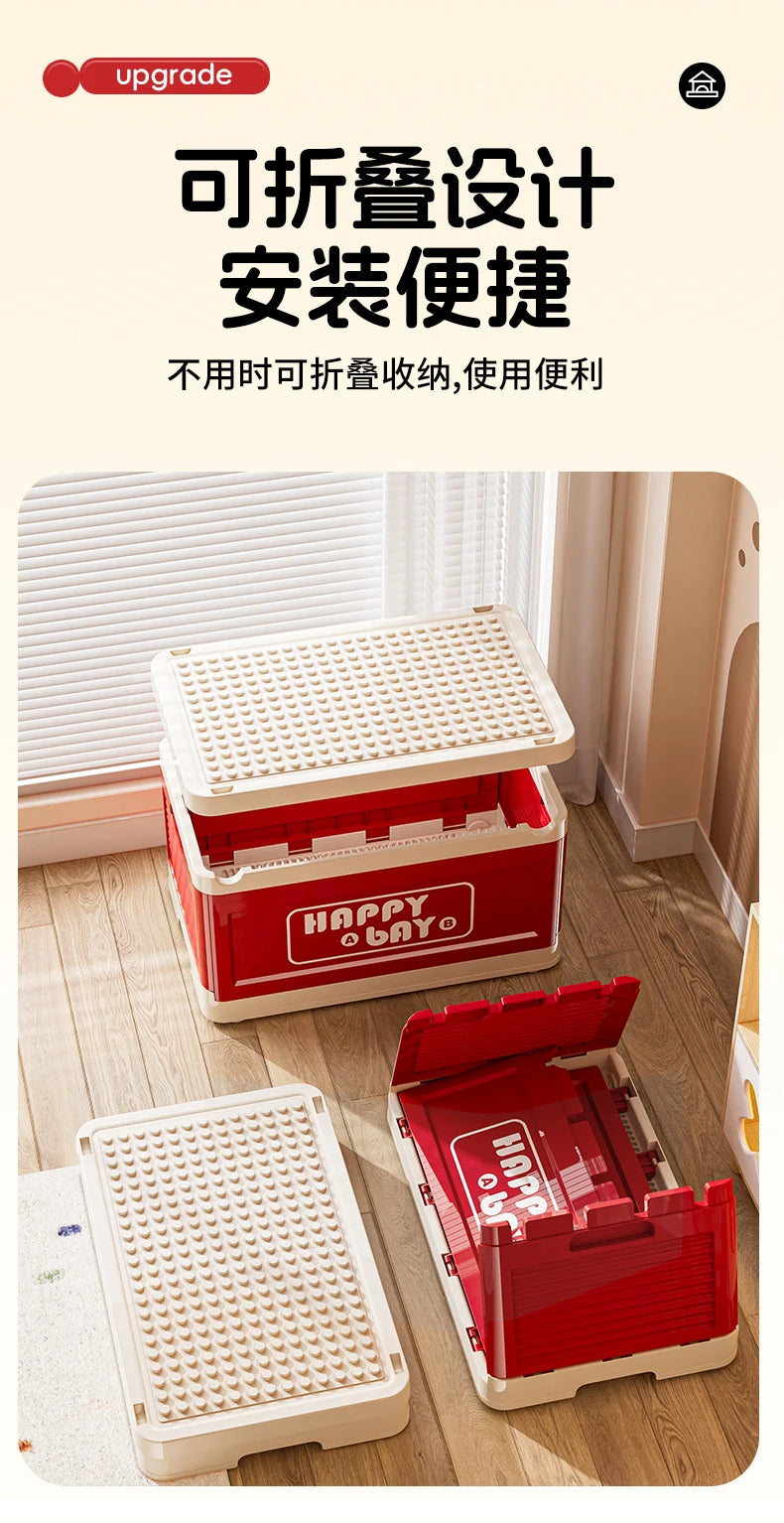 Load image into Gallery viewer, Foldable Toys Storage Box Building Block Organizer Box with Lid Movable Trolley Large Stackable Clothes Snack Storage Boxes
