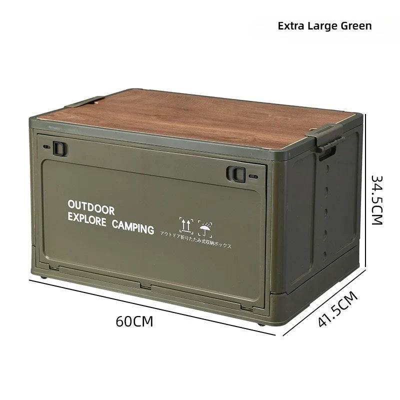 Load image into Gallery viewer, Folding outdoor picnic camping box, wooden-lid storage box, household storage luggage and organization box, car-mounted carrying
