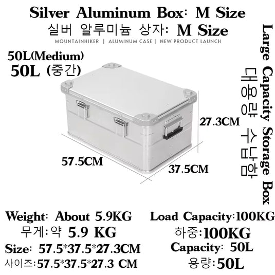 30-80L Outdoor Storage Box Camping Picnic Travel Aluminum Alloy Large Capacity Box Accessories Storage Bag Hiking Accessories