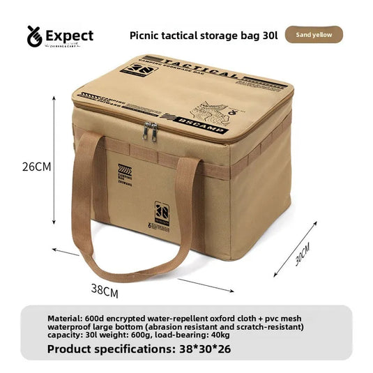 Outdoor folding large capacity storage box, picnic camping equipment storage box, outdoor tactical storage bag