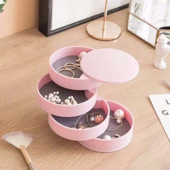Load image into Gallery viewer, Rotating Multi-layer Desktop Storage Box Hair Accessories Jewelry Makeup BoxNWith Lid Dustproof Jewelry Box Jewelry Storage Box
