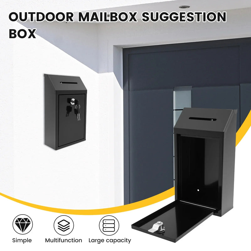 Load image into Gallery viewer, Wall Mounted Mail Box Metal Donation Box with Practical Slot Lock and Key Safe Reliable Cash Drop Box for Home Office Outdoor
