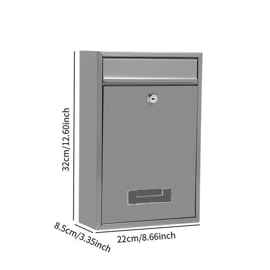 Wall Mounted Mailbox Lockable with 2 Keys Postbox Iron Post Letter Mail Insertion for Outdoor Home Office External Gate Door