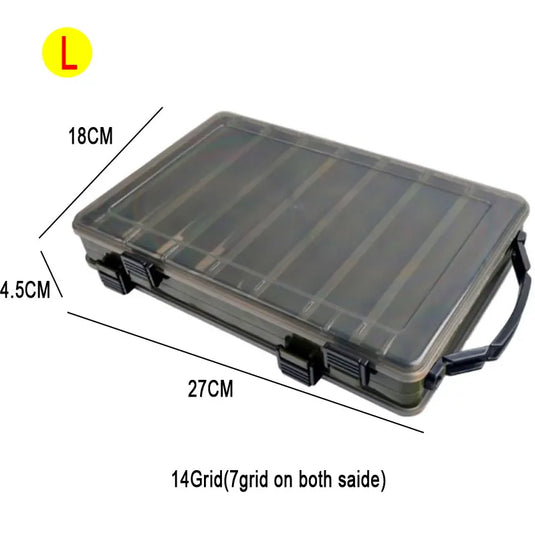 Fishing Tackle Box Lure Storage 14 Compartments Double Sided Lure Hook Boxes Baits Container Storage Case Fishing Accessories