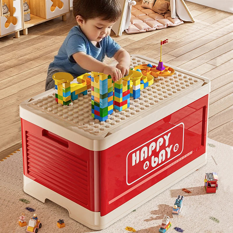 Load image into Gallery viewer, Foldable Toys Storage Box Building Block Organizer Box with Lid Movable Trolley Large Stackable Clothes Snack Storage Boxes

