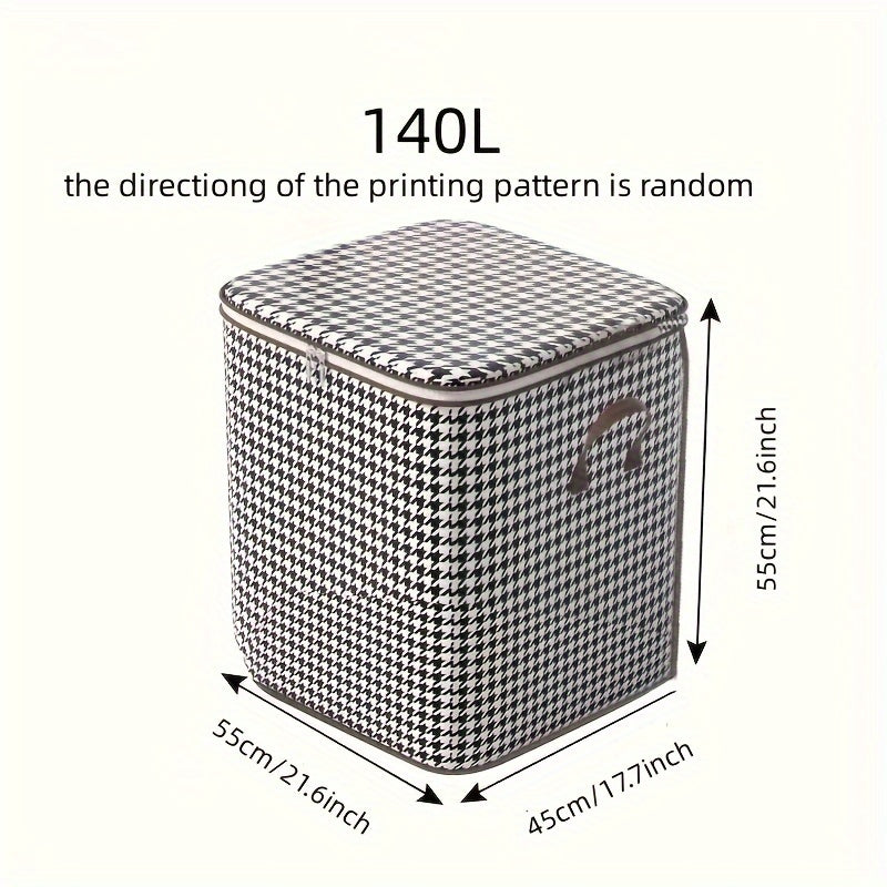 Load image into Gallery viewer, 3pcs Mixed Set,100L 140L 180L,Stylish Foldable Zippered Storage Bags, Travel Organizer,Large Capacity, Portable, Moisture-Proof Non-Woven Fabric Solution, Houndstooth Print
