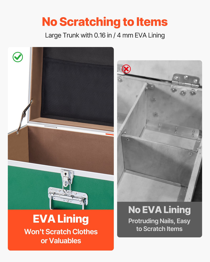 Load image into Gallery viewer, Metal Storage Trunk, Set Of 2, Wooden Suitcase Storage Boxes With Padlocks, Large Trunk Includes Casters And 3 Metal Handles, Decorative Store Chest With Lids For Travel, Apartment, Dorm, Green
