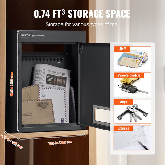 Through The Wall Drop Box, Heavy Duty Steel Through The Wall Mailbox With 2.8-7.9