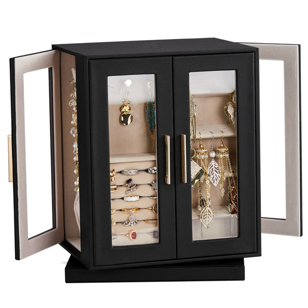 Load image into Gallery viewer, Four Sides With Storage, 5 Drawers That Can Rotate. Black Cabinet Body,   Velvet Fabric. Necklace Box.
