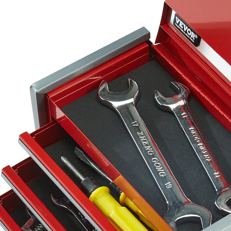 Load image into Gallery viewer, Tool Box 8.6-inch Portable Metal Tool Box 3 Drawers Tool Organizer Red
