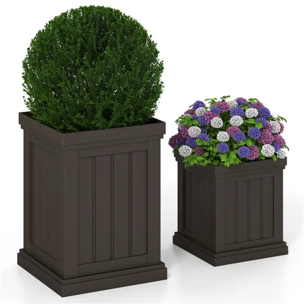 Load image into Gallery viewer, Set Of 2 Stackable PP Planters With Efficient Drainage Holes, Weather-Resistant Flower Pots For Indoor Outdoor Use
