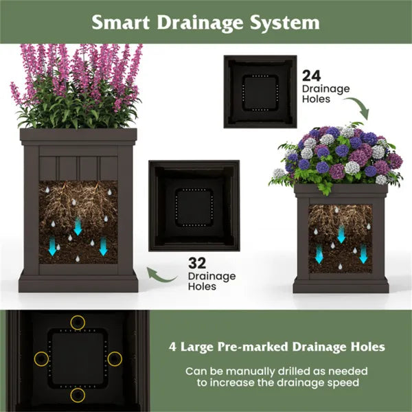 Load image into Gallery viewer, Set Of 2 Stackable PP Planters With Efficient Drainage Holes, Weather-Resistant Flower Pots For Indoor Outdoor Use
