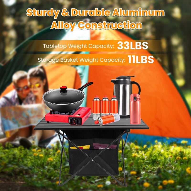 Load image into Gallery viewer, 1Pc Foldable Camping Table With Storage Basket Rustproof Portable Aluminum Alloy Roll-Up Camping Table With Carrying Bag For Camping Hiking BBQ Picnic Fishing Fedex Shipping
