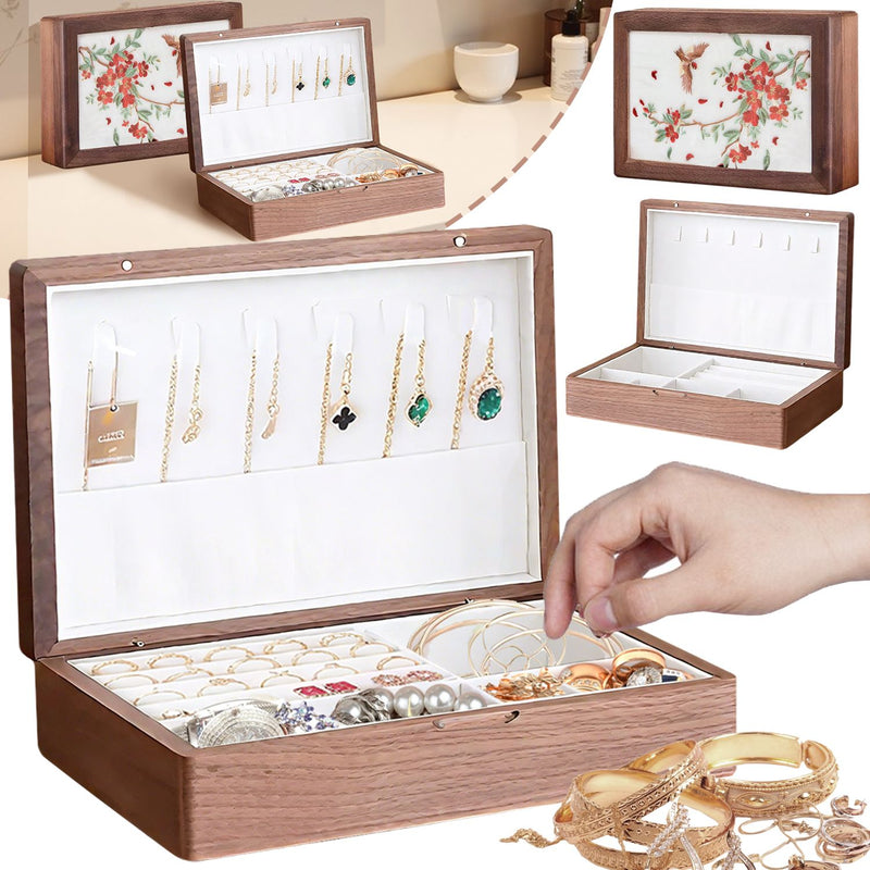 Load image into Gallery viewer, Solid Wood Jewelry Storage Box Ladies Retro Wooden Necklace Jewelry Bracelet Watch Display Box Handmade Wedding Birthday Anniversary Jewelry Box
