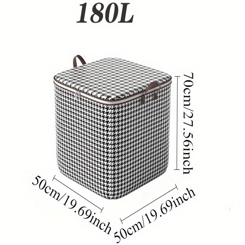 Load image into Gallery viewer, 3pcs Mixed Set,100L 140L 180L,Stylish Foldable Zippered Storage Bags, Travel Organizer,Large Capacity, Portable, Moisture-Proof Non-Woven Fabric Solution, Houndstooth Print
