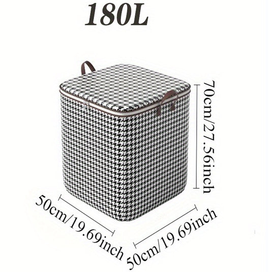 3pcs Mixed Set,100L 140L 180L,Stylish Foldable Zippered Storage Bags, Travel Organizer,Large Capacity, Portable, Moisture-Proof Non-Woven Fabric Solution, Houndstooth Print