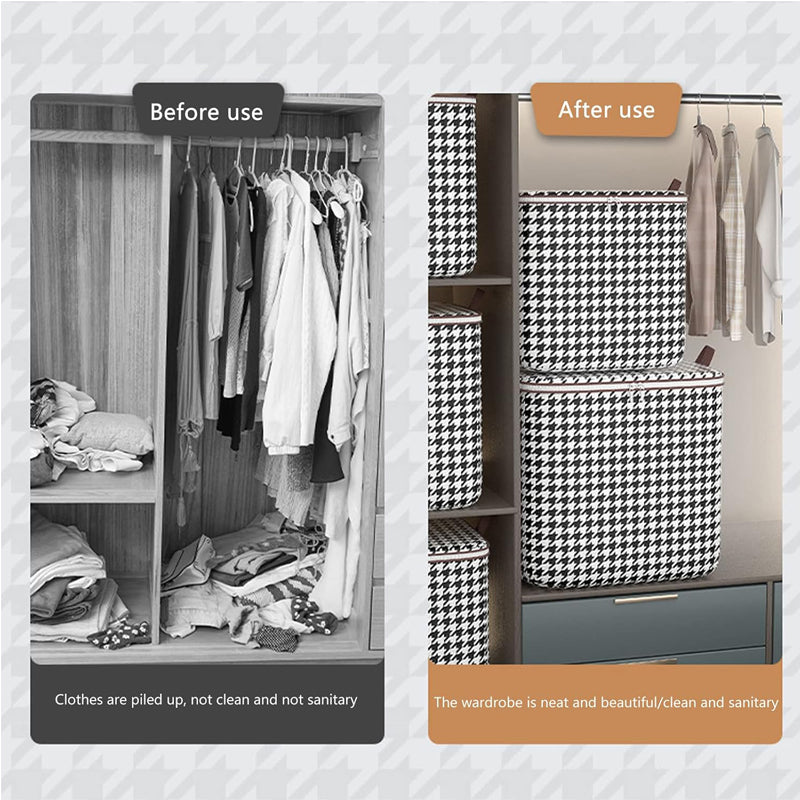 Load image into Gallery viewer, 3pcs Mixed Set,100L 140L 180L,Stylish Foldable Zippered Storage Bags, Travel Organizer,Large Capacity, Portable, Moisture-Proof Non-Woven Fabric Solution, Houndstooth Print
