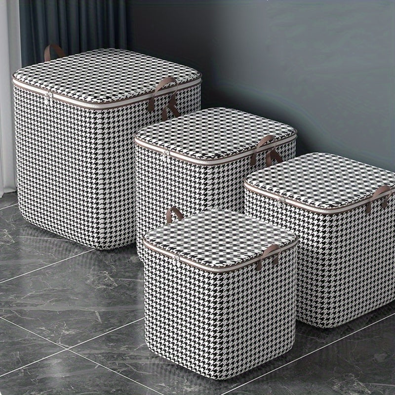 Load image into Gallery viewer, 3pcs Mixed Set,100L 140L 180L,Stylish Foldable Zippered Storage Bags, Travel Organizer,Large Capacity, Portable, Moisture-Proof Non-Woven Fabric Solution, Houndstooth Print
