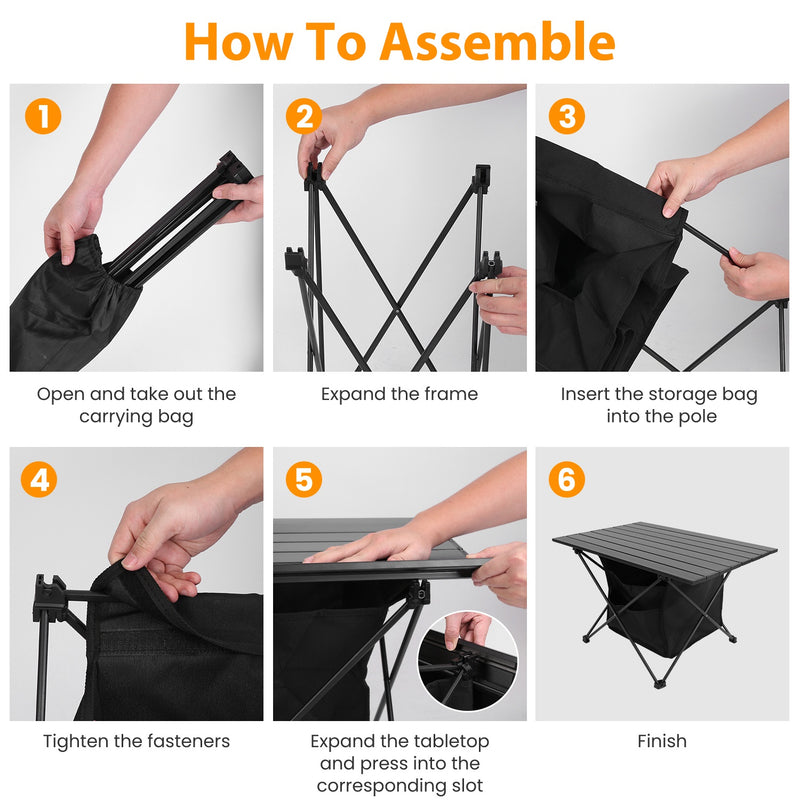 Load image into Gallery viewer, 1Pc Foldable Camping Table With Storage Basket Rustproof Portable Aluminum Alloy Roll-Up Camping Table With Carrying Bag For Camping Hiking BBQ Picnic Fishing Fedex Shipping

