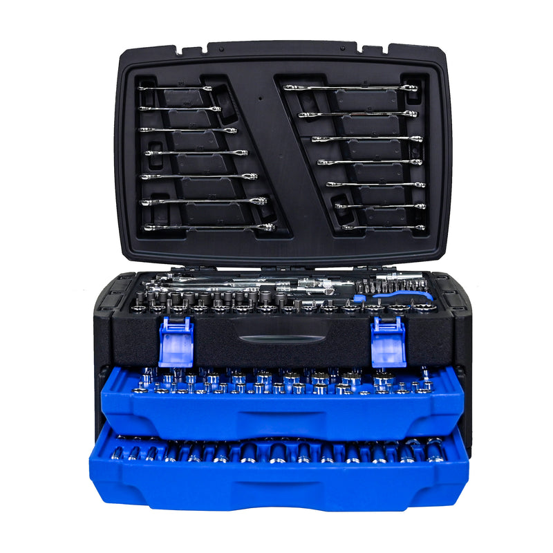 Load image into Gallery viewer, Black Hand Tool Box With Toolset 266Pcs
