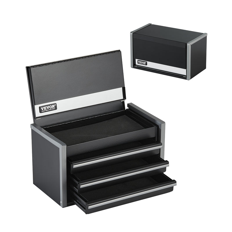 Load image into Gallery viewer, Tool Box 8.6-inch Portable Metal Tool Box With 3 Drawers Tool Organizer Black
