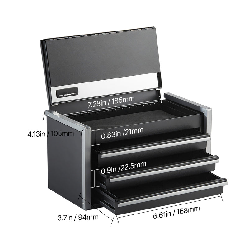 Load image into Gallery viewer, Tool Box 8.6-inch Portable Metal Tool Box With 3 Drawers Tool Organizer Black
