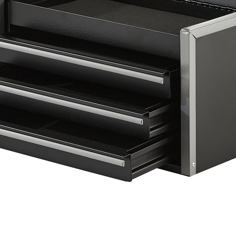 Load image into Gallery viewer, Tool Box 8.6-inch Portable Metal Tool Box With 3 Drawers Tool Organizer Black
