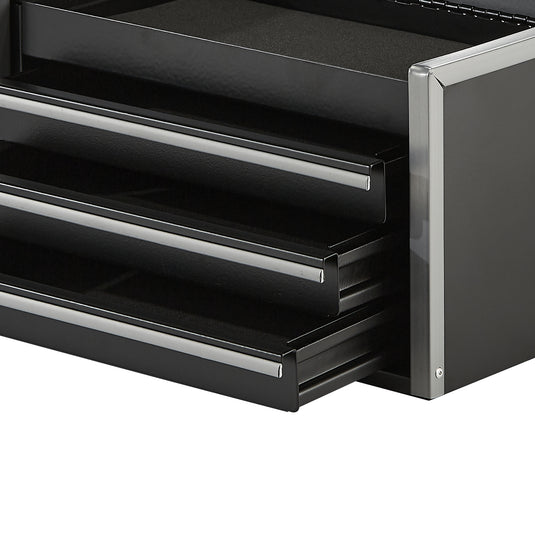 Tool Box 8.6-inch Portable Metal Tool Box With 3 Drawers Tool Organizer Black