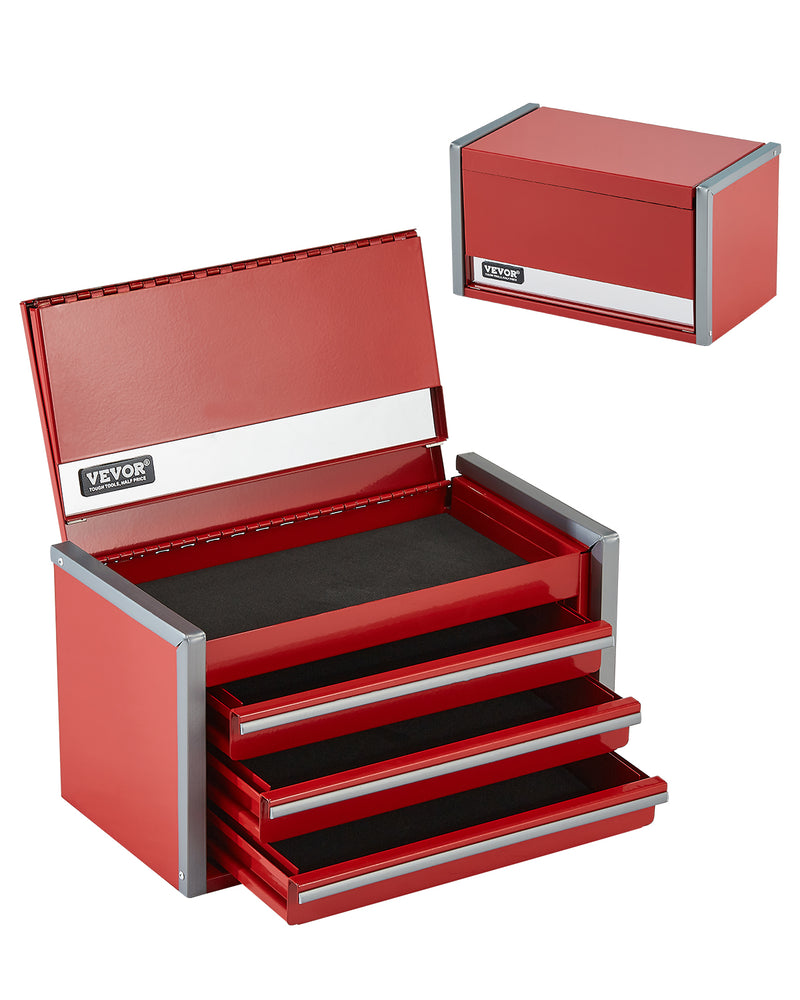 Load image into Gallery viewer, Tool Box 8.6-inch Portable Metal Tool Box 3 Drawers Tool Organizer Red

