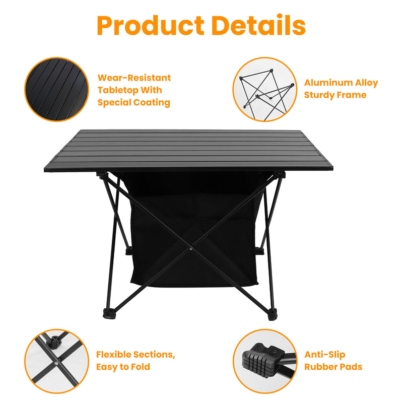 Load image into Gallery viewer, 1Pc Foldable Camping Table With Storage Basket Rustproof Portable Aluminum Alloy Roll-Up Camping Table With Carrying Bag For Camping Hiking BBQ Picnic Fishing Fedex Shipping
