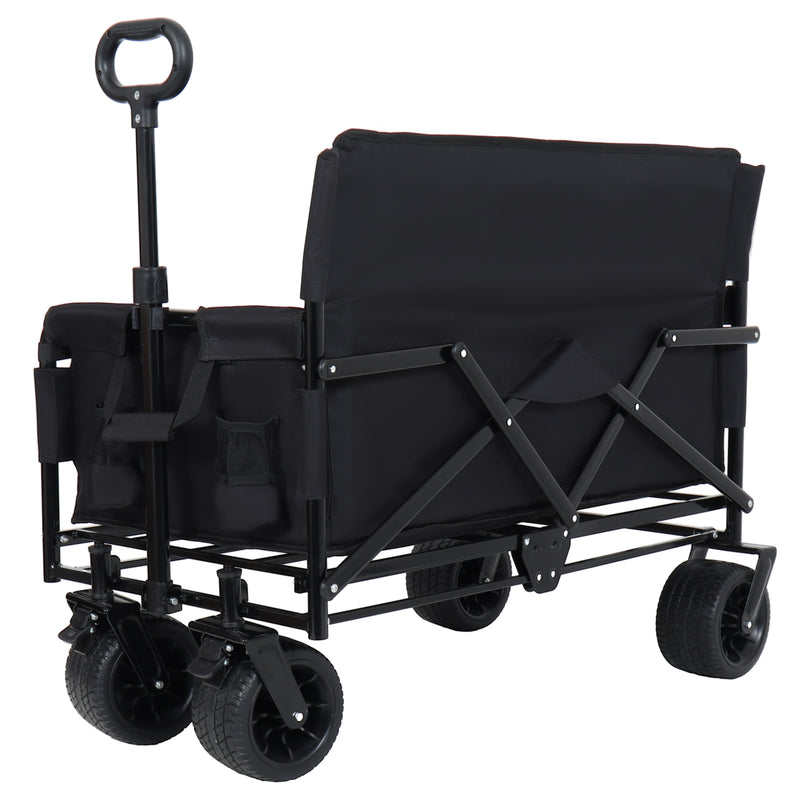 Load image into Gallery viewer, 3- In- 1 Convertible Folding Wagon Cart With Bench Seat &amp; Storage -  500lbs Heavy- Duty Utility Wagon  180L Capacity All- Terrain Wheels For Camping  Beach  Sports  Garden  Black
